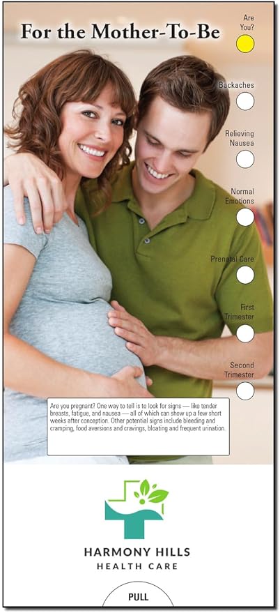 ZOCO - for The Mother-to-Be Slide Chart - Custom Promotional Item (Pack of 250) - Healthy Pregnancy, New Mom Brochure - Doctor’s Office, Hospitals, Clinics, Healthcare Center Handout - 3.75 x 8.5 in.