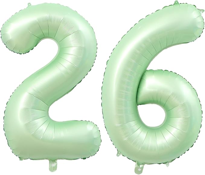 40 Inch Number 26 Balloons, Olive Green Giant Jumbo Helium Number 26 Foil Balloons for 26th 62th Birthday Party Anniversary Events Boys Girls Decorations Supplies
