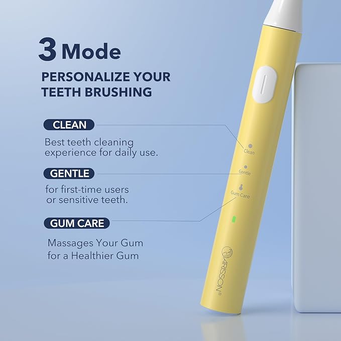 ARISSON Sonic Electric Toothbrush for Adults and Kids, 40,000 VPM Power Toothbrush, 1.5H Fast Charge Ultrasonic Electric Toothbrushes with 2 Minutes Smart Timer, White on New Corn