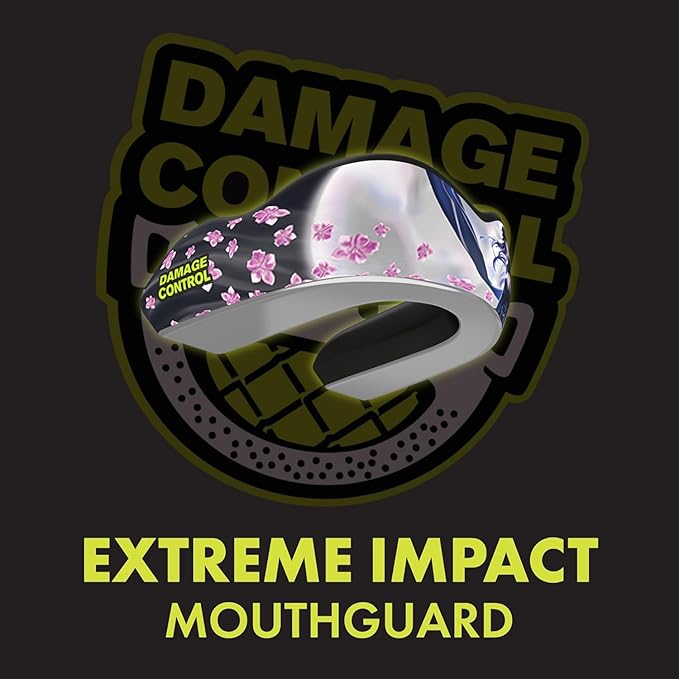 DAMAGE CONTROL Extreme Impact Mouth Guard – Sports Mouthguard for Boxing, MMA, BJJ, Hockey, Rugby, Lacrosse, & More – Mouthpiece for Teeth & Jaw Protection (Adult, Sakura Strike EI)