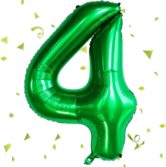 Green Number Balloons, 40 Inch Dark Green Balloon 4.4 Helium Balloon 4th Birthday for 4 Years Birthday Party Wedding Anniversary Decoration Children Girls Boys