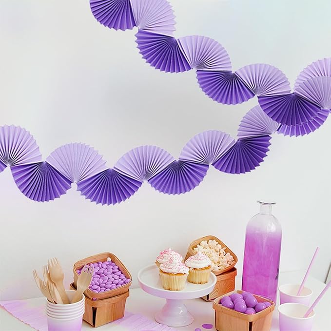 Paper Fan Garland - Paper Fan Garland Party Decorations - Perfect for Birthday Parties, Holiday Decorations, Family Gatherings, Weddings and More (Purple)