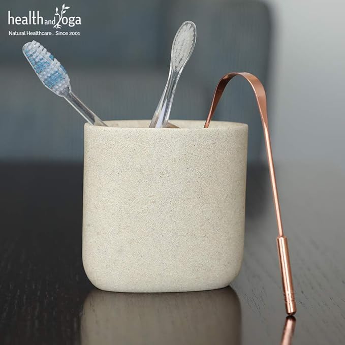HealthAndYoga™ qSwipe Copper Tongue Cleaner Scraper - Hygienic, Non-Synthetic Grip – Tongue Brush Cleaner (Copper - 1-Pack)