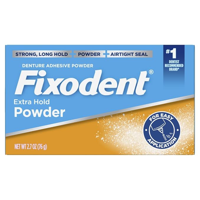 Fixodent Extra Hold Denture Adhesive Powder, 2.7 Ounce (Pack of 4)