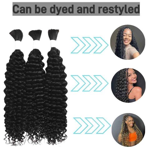 Human Braiding Hair for Boho Braids 3 Bundles 150g 20Inch Water Wave Human Hair Braiding Hair 12A Brazilian Virgin No Weft Hair Extensions for Bohemian Knotless Braids Bulk Human Hair for Braiding