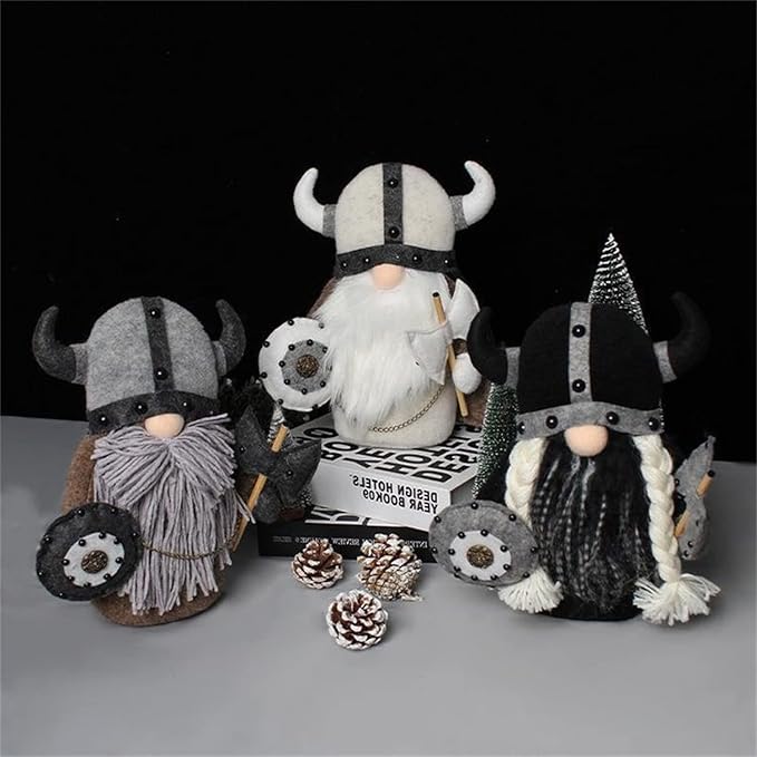 Halloween Special - Viking Warrior Gnome Doll, Fall Farmhouse Gnome Plush Decor Indoor, Nordic Gnomes Decorations for Home, Handcrafed Cute Scandinavian Style Gnomes for Kitchen Table Ornaments (B)