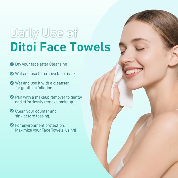 Face Towels, 10"×12" Disposable Face Towel, Face Towelettes XL, Ultra Soft Makeup Remover Dry Wipes, Thick Face Towel for Cleansing,300 Count (6 Pack)