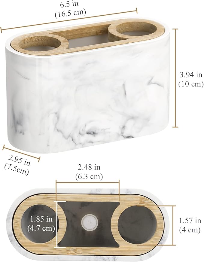 Shinowa Toothbrush Holder,Premium Toothbrush Organizer,Bathroom Storage Organizer for Electric Toothbrush, Toothpaste, Razor, Comb - Ink White