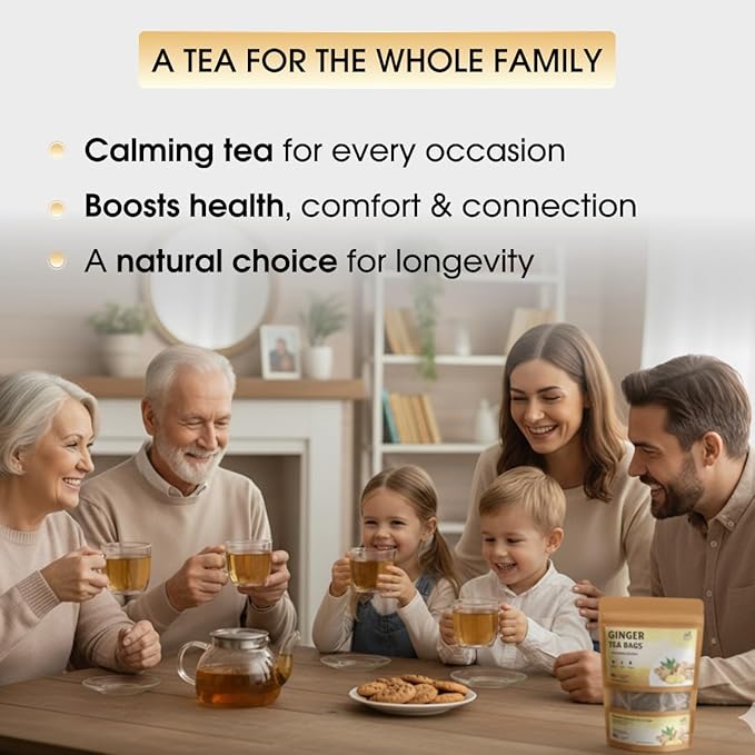TeadreamTea Ginger Tea Bags - 50 Bleach-Free Tea Bags | Caffeine Free, Antioxidant, Calms Upset Stomach - Strengthen Immune System - Herbal Ginger Tea