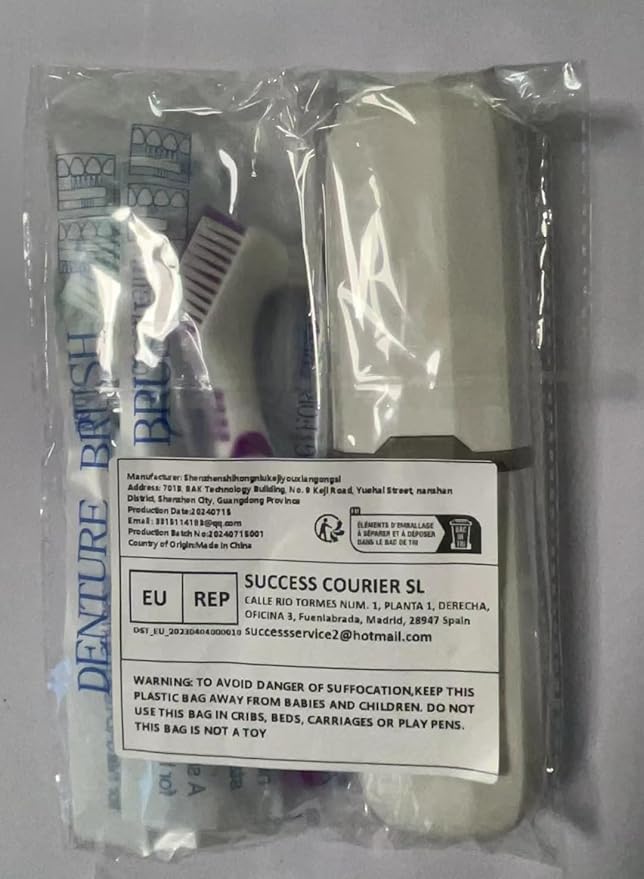 Denture Brush, 2 Pcs False Teeth Toothbrush with White Carrying Case, Multi-Tiered Bristles with Comfort Grip Handle for Effective Denture Cleaning