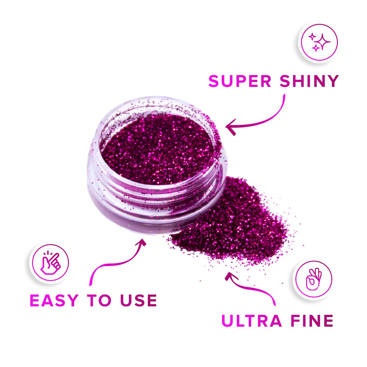 Ultra FINE Glitter for Gel Nail Art Pots Set - NYK1 DUST Powder, Face Paint Makeup, Hair, Nail Polish Craft, Festival Party Colors