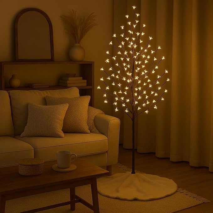 Lightshare 5FT 128L Lighted Cherry Blossom Tree, Warm White, Decorate Home Garden, Spring, Summer, Wedding, Birthday, Christmas Holiday, Party, for Indoor and Outdoor Use