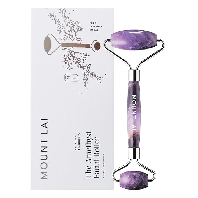 Mount Lai De-Puffing Amethyst Face Roller – The Stone of Tranquility, Facial Massager to Soothe, Calm & De-Puff Sensitive Skin, A Self-Care Ritual for Radiance