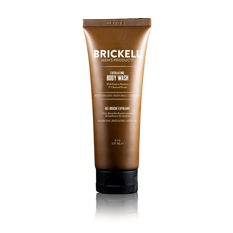 Brickell Men's Exfoliating Body Wash, Body Scrub and Gel Wash to Cleanse and Reveal Fresh, Clear Skin, With Bamboo, Charcoal, and Pumice, 8oz, Fresh Mint
