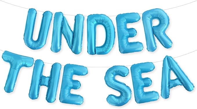 PartyForever UNDER THE SEA Balloons Banner Light Blue Mermaid Birthday Party or Baby Shower Decorations Sign Ocean Themed