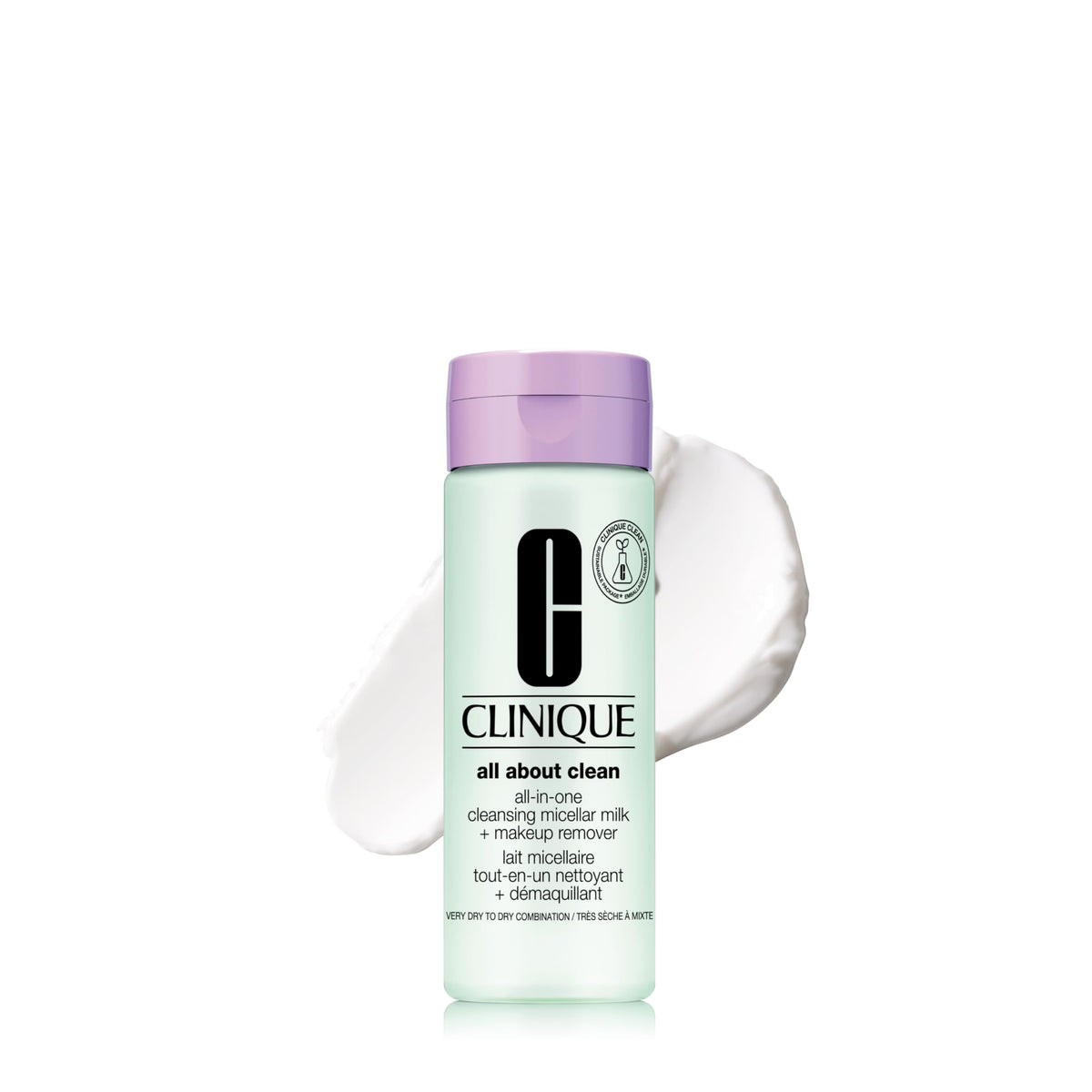 Clinique 3-Step All About Clean All-in-One Cleansing Micellar Milk + Makeup Remover With Glycerin + Vitamin E, 6.7 Fl Oz