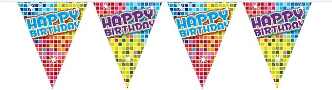 CREATIVE Bunting Happy Birthday 6m, 6 metres 15 Triangle flags measuring 27x21cms.