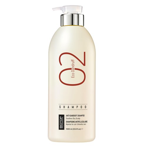 Biotop Professional 02 Eco Dandruff Shampoo - Dry Scalp Treatment & Hydrating Shampoo with Pro Vitamin B5, Zinc Pyrithione & Chamomile - Reduces Irritation and Prevents Future Dandruff (33.8oz)