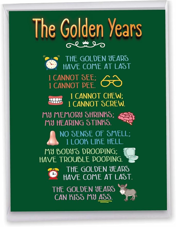 NobleWorks Jumbo Hysterical Birthday Greeting Card From Us 8.5 x 11 Inch with Envelope (1 Card) The Golden Years J8154BDG-US