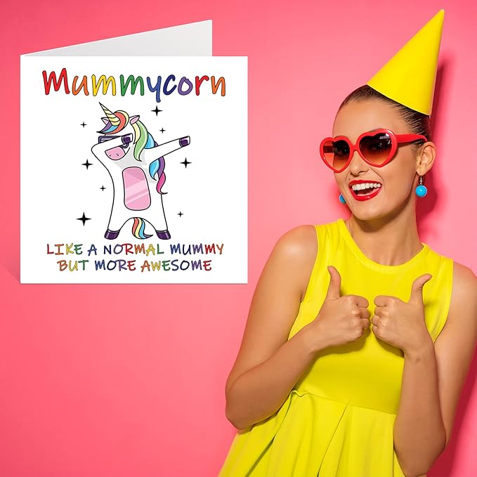 Stuff4 Birthday Cards for Mummy - Mummycorn - Mummy Birthday Card from Daughter Son, Happy Birthday Mummy, Mum Unicorn Birthday Card, 5.7 x 5.7 Inch Seasonal Mama Mammy Mum Mummy Funny Greeting Cards