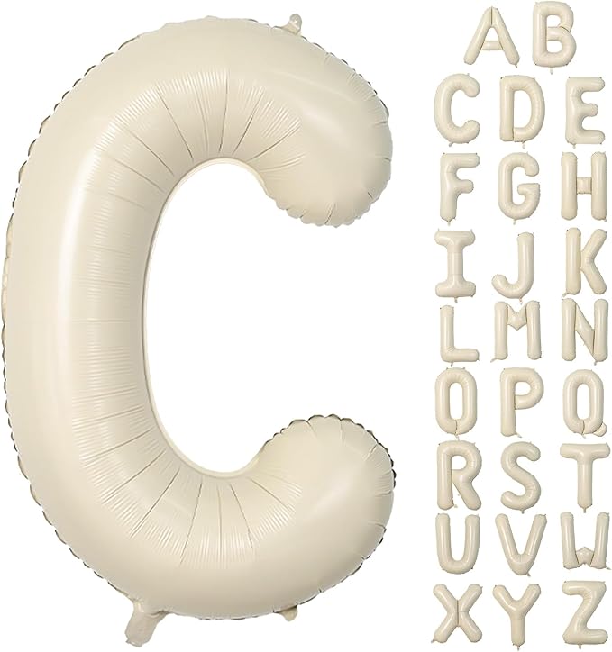 Cream C Letter Balloons,40 Inch Letter C Balloon Beige,Helium Custom Letter Balloon for Birthday Anniversary Party Decorations