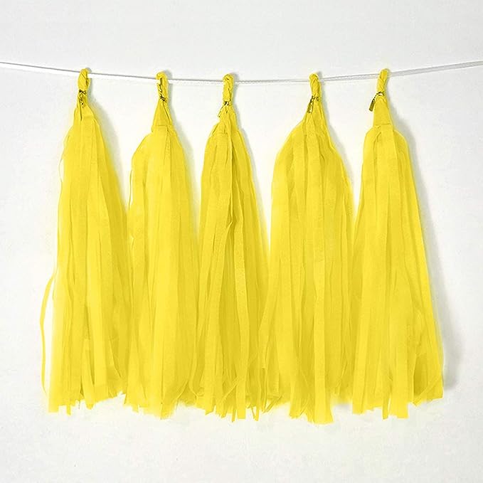 Bining Tissue Paper Tassel DIY Hanging paper decorations Party Garland Decor for Party Decorations Wedding,Festival,Baby Shower Decoration 20PCS (yellow 25cm 20pcs)