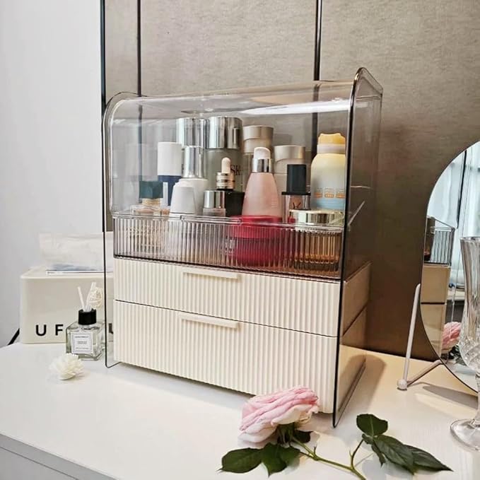Makeup Storage Organizer Box Large Cosmetic Display Cases Dustproof and Waterproof Cosmetic Organizer Countertop Skincare Organizer