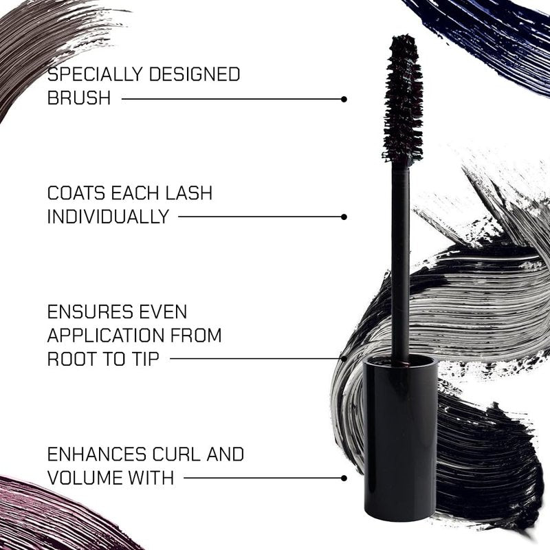 Radiant Professional Lengthening Mascara with brush – Smudge-Proof Curl Mascara Volume and Length for Sensitive Eyes, Cruelty Free, Ideal for Mature & Young Women, 0.43 oz (01 Black)