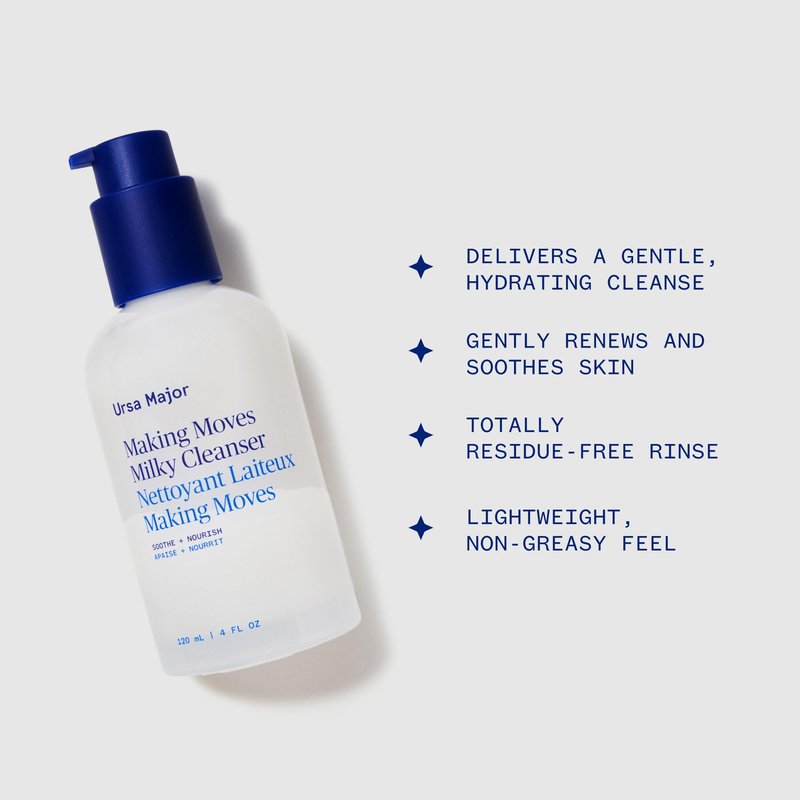 Ursa Major Making Moves Milky Cleanser | Natural, Vegan & Cruelty Free | Daily Non-Foaming cleanser for Normal to Dry & Sensitive Skin | For Men & Women | 4.0 ounces