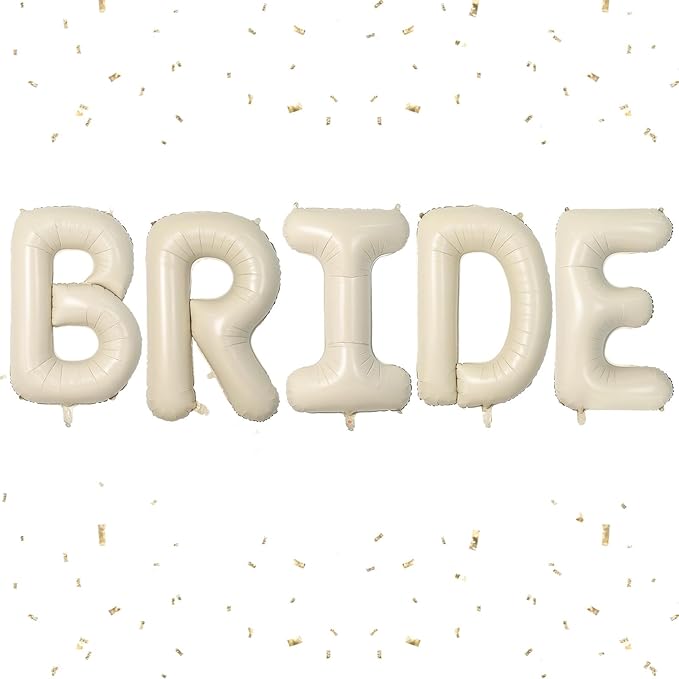 40 Inch Beige BRIDE Balloons,Cream White Sand Bride Foil Balloon for Wedding Bachelorette Party Decorations
