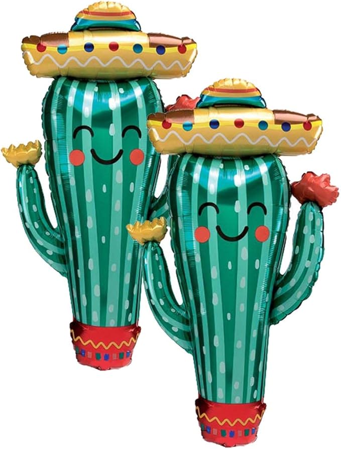 Set of 2 Adorable Fiesta Cactus Jumbo 38" Foil Party Balloons