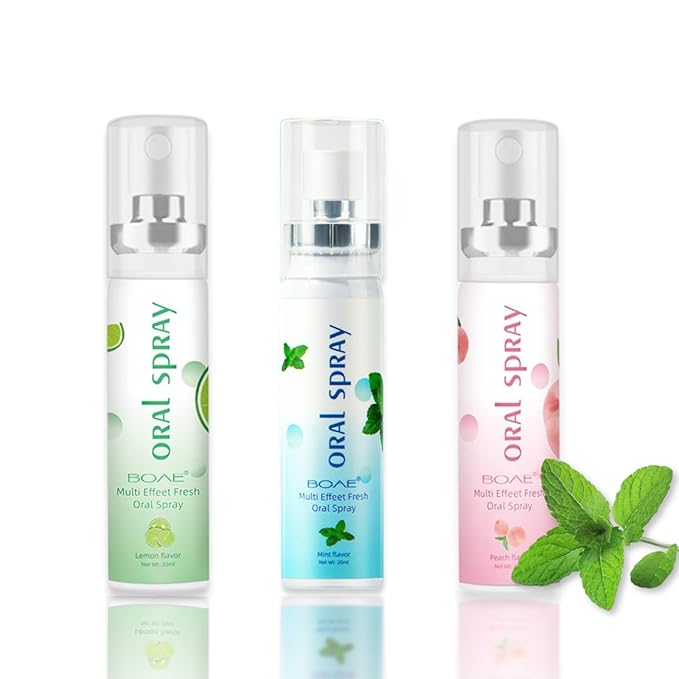3PCS Oral Breath Spray, Natural Fresh Fruit Breath Freshener Spray Bad Breath Treatment for Adults, Portable Mint Dry Mouth Spray Freshener for Bad Breath Oral Odor Care, 0.68 fl.oz/Bottle