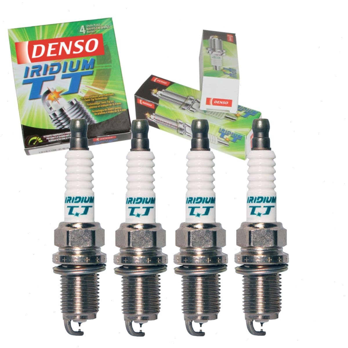 4 pc DENSO Iridium TT Spark Plugs compatible with Toyota Tacoma 2.4L 2.7L L4 1995-2004