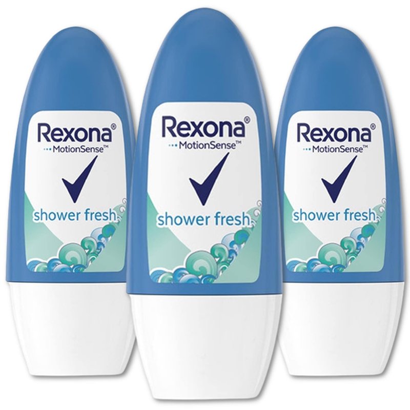 Rexona Shower Fresh- Roll On, Antiperspirant Deodorant For Women, Free Alcohol, 48 Hours Protection, Quick Dry, It helps reduce stains and protect you against sweat 50 ML (Pack of 3), 1.70 Fl Oz 1)