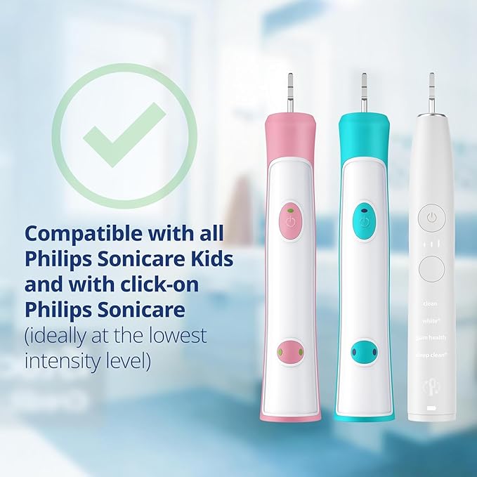 demirdental Kids mini Toothbrush Heads Compatible with Philips Sonicare Kids Toothbrush Heads - Replacement Heads mini Sensitive - Brush Heads mini from Ages 3 to 6 - Pink - Replaces HX6038-8 Pack