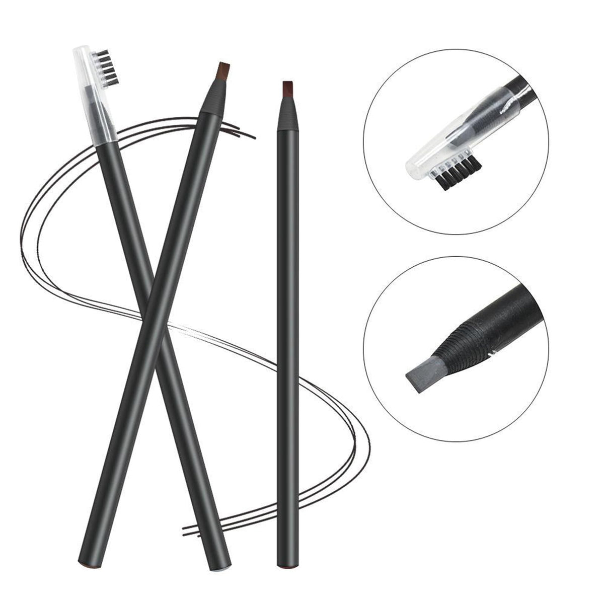 Mingran 6pcs Waterproof White Black Brown Pre-Draw Mapping Pencils Peel off Eyebrow Pencil Hard Permanent Makeup Eyebrow Pencil (Mix Color)