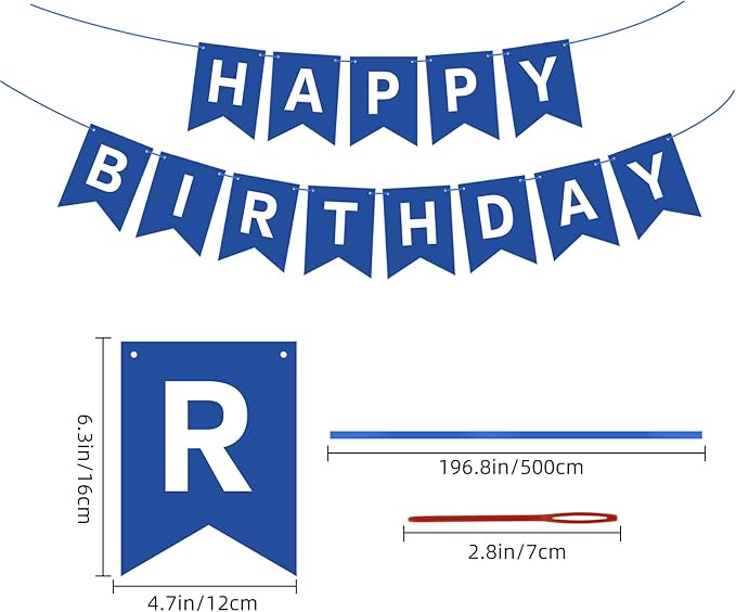 Navy Blue Happy Birthday Banner Sign Happy Birthday Bunting Banner Garland for Men Boy Baby Kids 1st Birthday Tea Party Decorations Bunting Flag Birthday Party Supplies