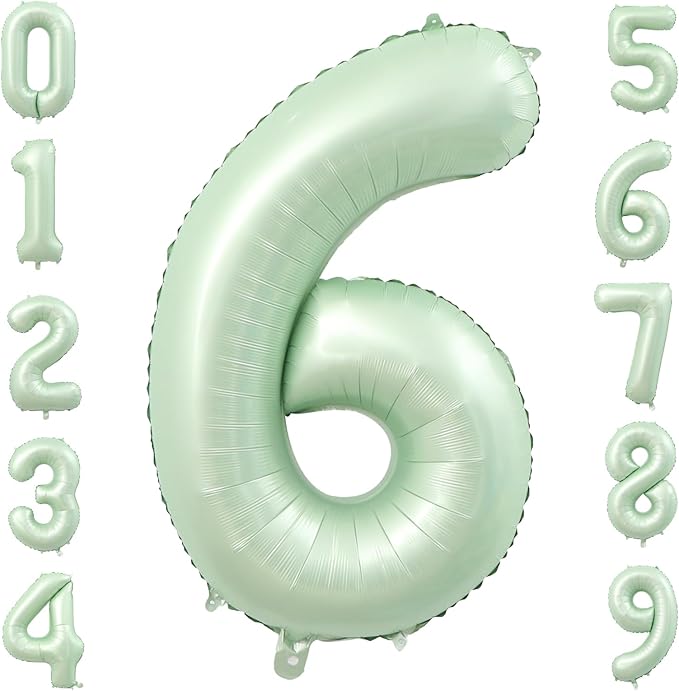40 Inch Olive Green Large Number Balloons 0-9, Number 6 Balloons Foil Mylar Big Number Balloons, Helium Number Balloons Decorations For Birthday, Anniversary Events, Wedding Party