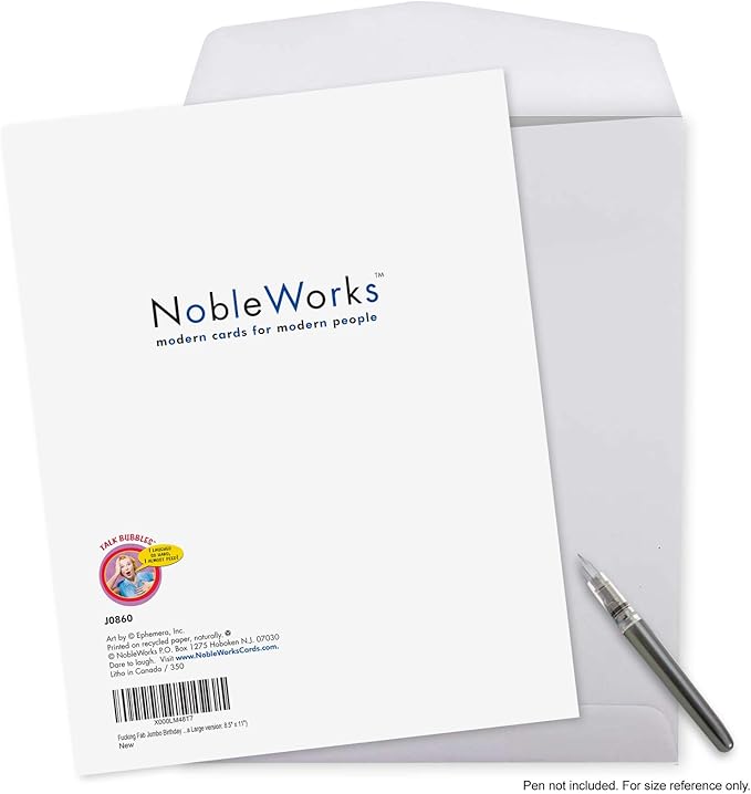 NobleWorks Jumbo Funny Birthday Paper Card 8.5 x 11 Inch with Envelope (1 Pack) Large Jumbo Bday F'ing Fab J0860