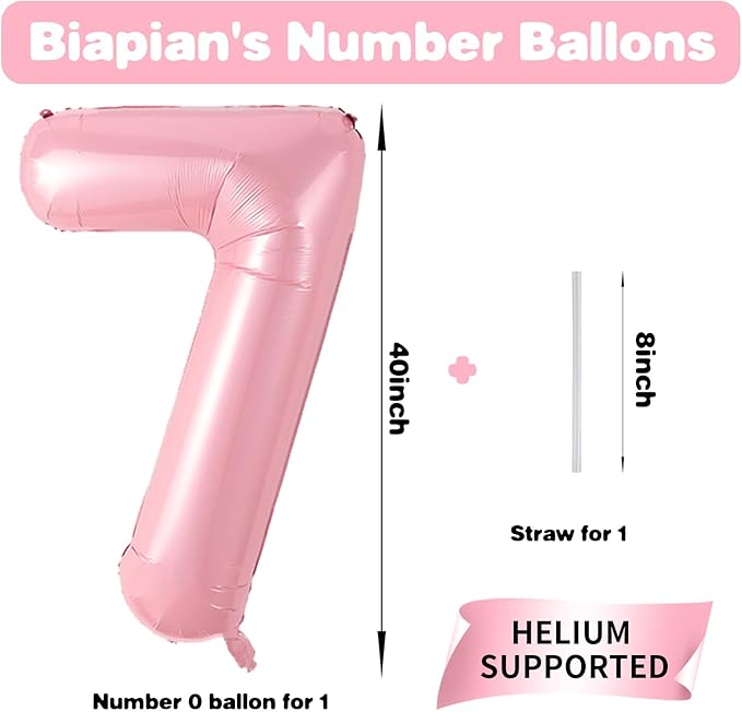 Light Pink 17 Balloon Number 40 Inch, Large Pink Number 17 Balloons, Macaron 17 Balloons Foil Helium 17 Birthday Balloons for Girls Women 17th or 71st Year Old Birthday Party Decorations Anniversary
