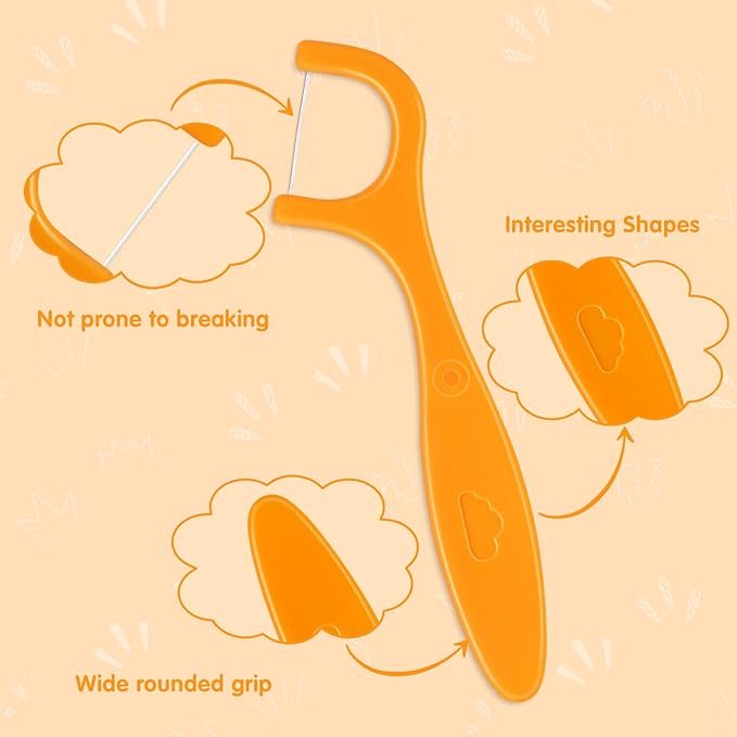 Kids Flossers,200 Counts Toddler Floss Includes 4 Portable Travel Cases,Reusable Floss Pick,No Shred Thread and Unflavored