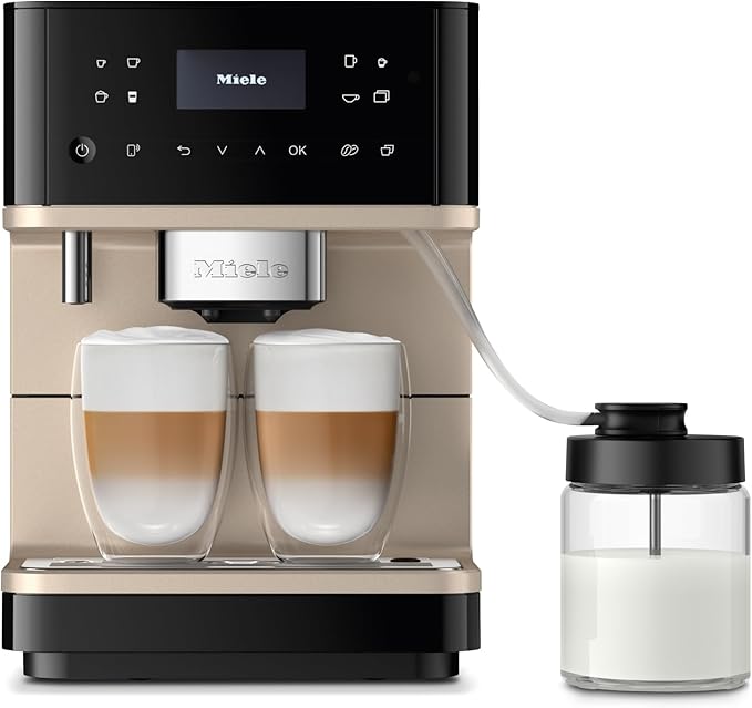 Miele CM 6360 MilkPerfection Automatic Coffee Machine - OneTouch for Two, AromaticSystem, 8 individual profiles, DoubleShot, WiFi-compatible, LED lighting, in Obsidian Black CleanSteel Metallic