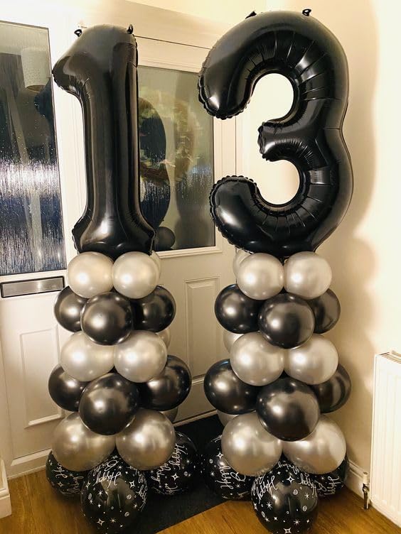 15 Balloon Number, Black Number 15th Birthday Balloons 40 Inch, Sweet 15 Years Old Black Birthday Decorations for Boys Girls, 15th Anniversary Decorations