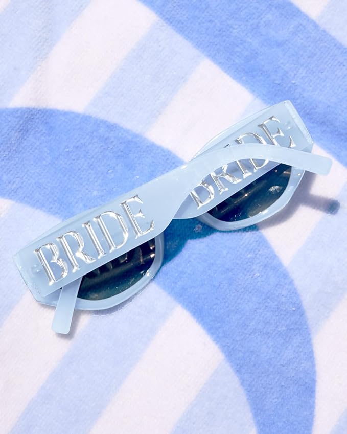 xo, Fetti Blue Bride Sunglasses | Bachelorette Party Sunnies, Engagement Decorations, Bridal Shower Accessory, Bach Supplies, Bridesmaid Favors, Bride To Be Gift