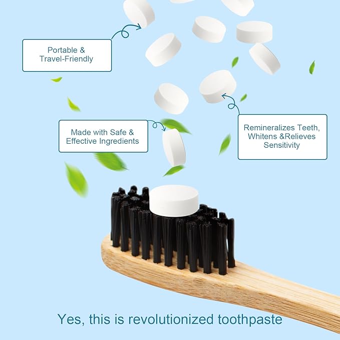GlorySmile Toothpaste Tablets, Nano Hydroxyapatite with Probiotics, Fluoride & Plastic Free, Eco & Travel Friendly Size, Remineralizing Chewable Toothpaste Tabs - 62ct, Mint