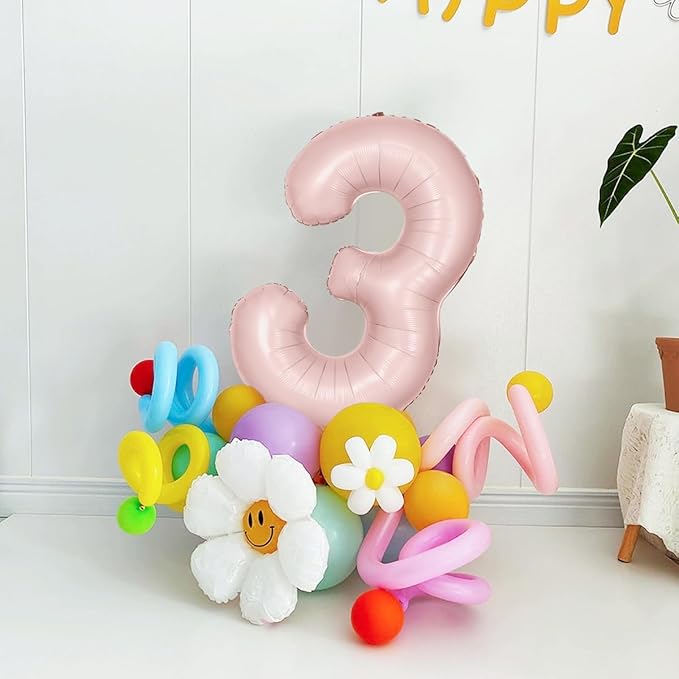 40 inch Pink Number Balloon Light Pink 3 Balloon Number 3 Balloon for 3rd Birthday Party Decorations
