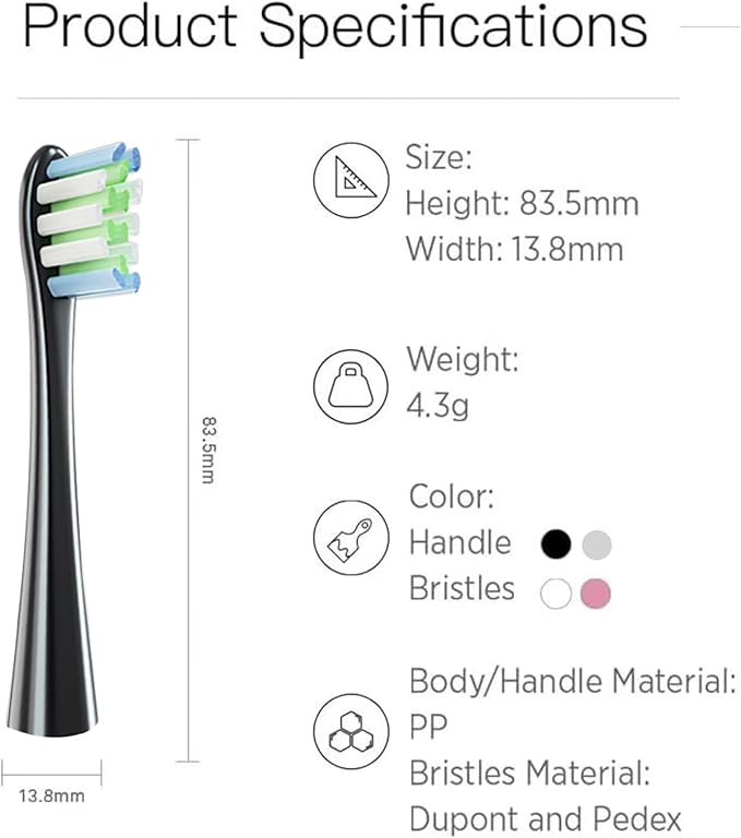 GTHUNDER 8Pcs Electric Toothbrush Heads Suitable for Oclean.with Hygienic Caps,Vacuum-Packed.Fits Adapted for All Oclean Models x pro Elite, X, X Pro,Flow,F1,Air 2(Black)