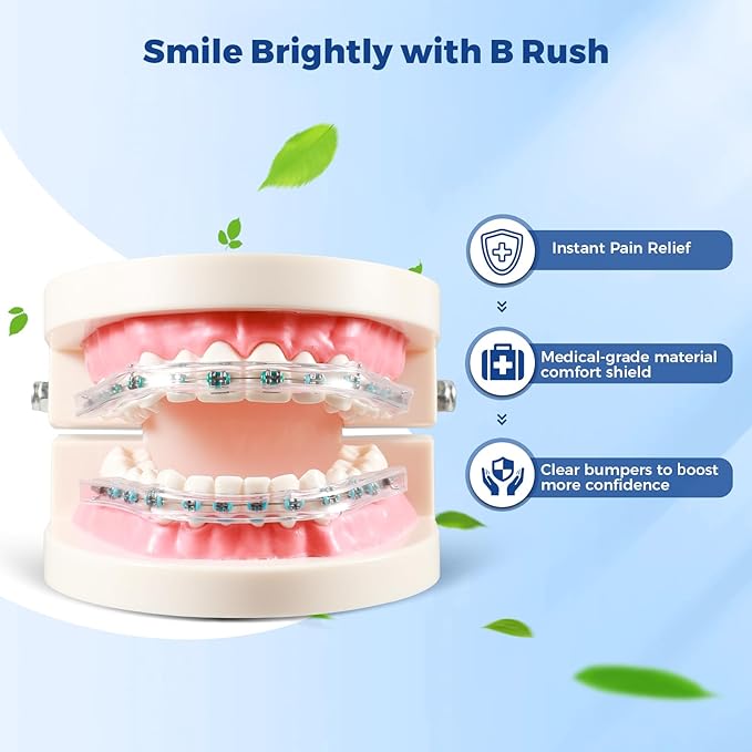 B Rush Comfort Cover for Braces -Orthodontic Lip Bumper, Lip Shield, Mouth Guard for Brackets, Wax Alternative-Dental Lip Protector