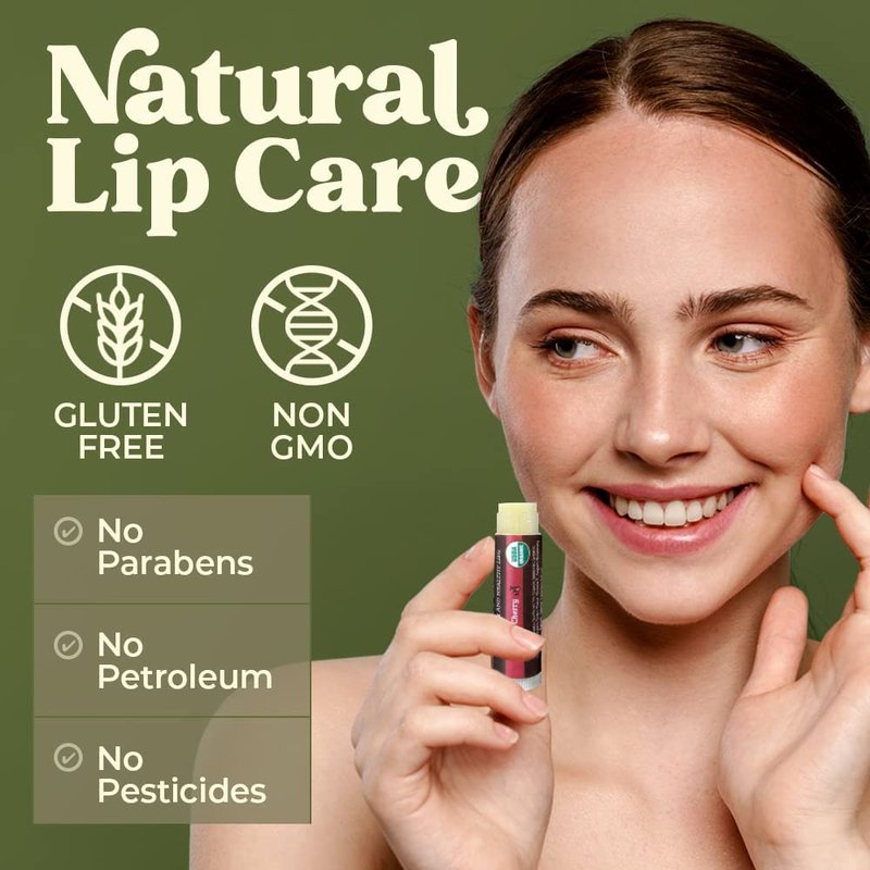 Earth's Daughter USDA Organic Cherry Lip Balm 4-Pack- Cherry Flavor - Beeswax, Coconut Oil, Vitamin E - Best Lip Repair Chapstick for Dry Cracked Lips.