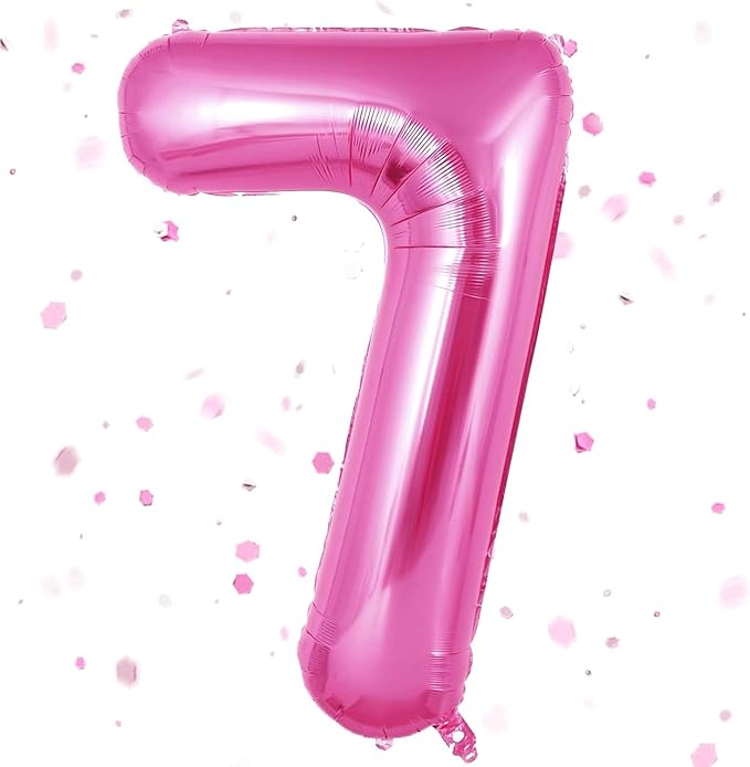 Pink Number Balloons, Large Hot pink Number 7 Balloon 40 Inch Pink 7 Balloon for Men Women Boys Girls 7th Birthday Party Decoration